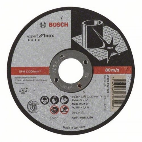 Dělicí kotouč rovný na nerez Expert for Inox AS 30 S INOX BF, 115 mm, 3,0 mm Bosch 2608603408