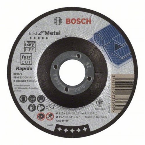 Dělicí kotouč profilovaný Best for Metal Rapido A 60 W BF, 125 mm, 1,0 mm Bosch 2608603515